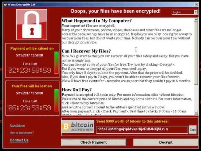 Tìm ra cách vô hiệu hóa virus tống tiền WannaCry đang hoành hành